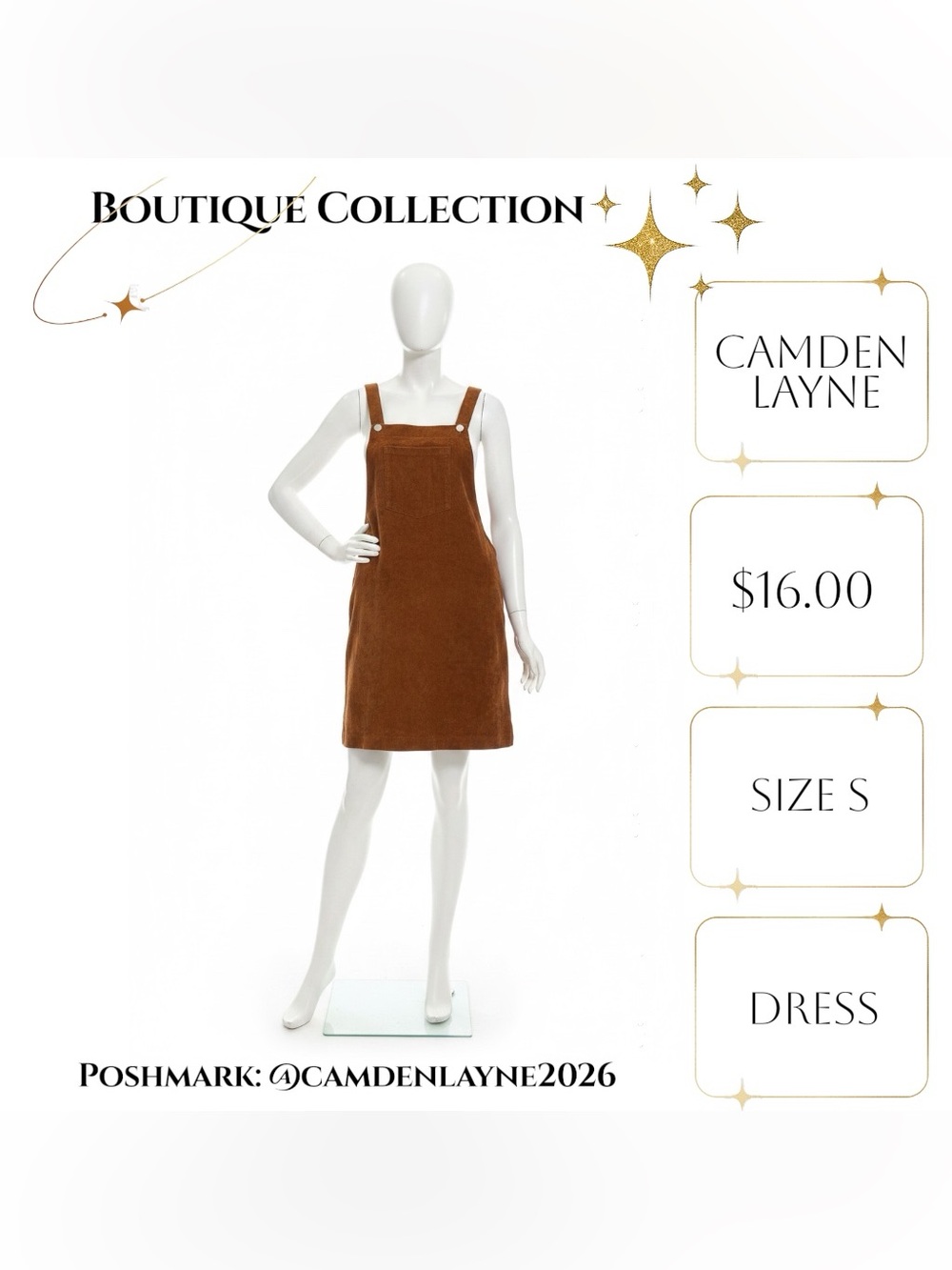Brown Suede Mini Pinafore Dress — Women's Casual A-Line - Picture 7 of 8